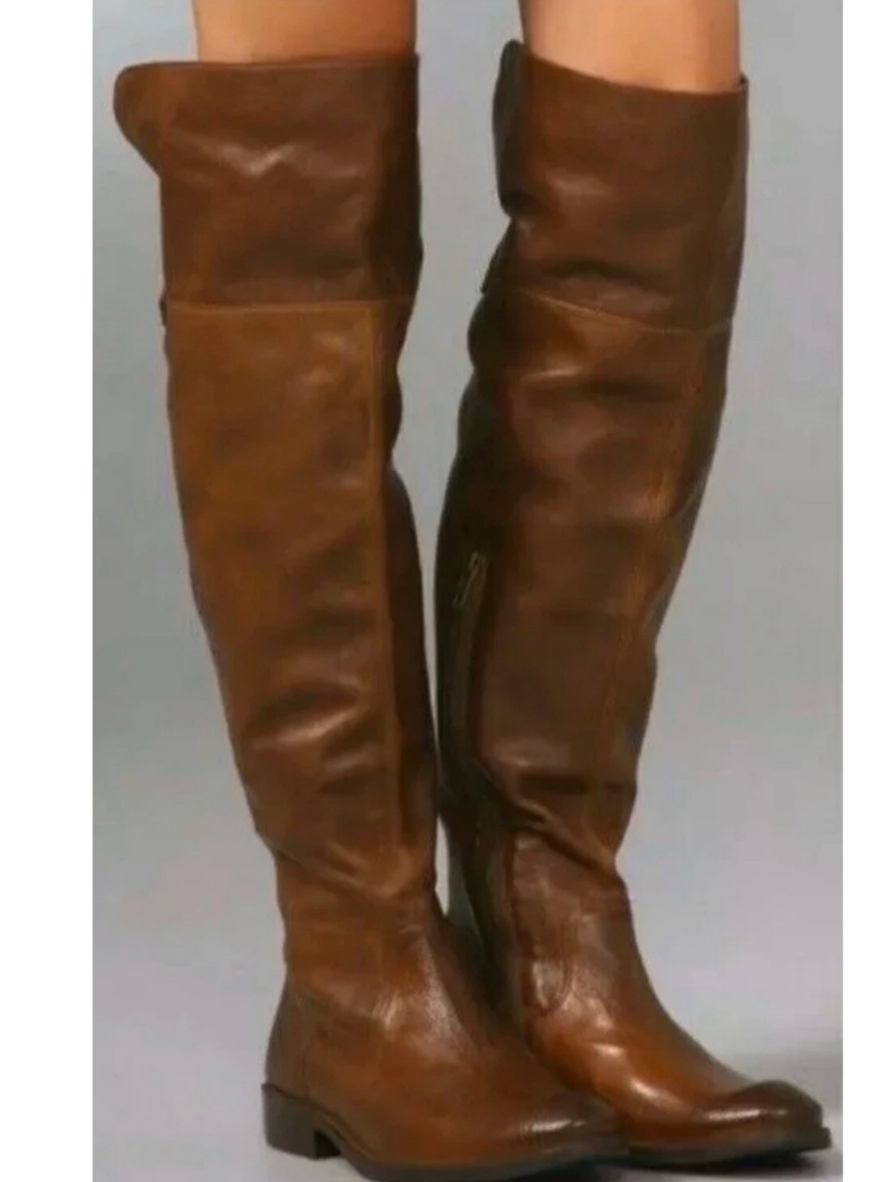Frye Shirley Over The Knees Boots Size 7.5 Brown Leather Thigh High Fold Over - Picture 16 of 16
